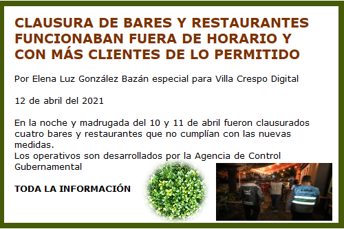 CLAUSURA BARES Y RESTAURANTES